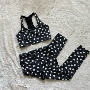 Outdoor Voices Polka Dot Doing Things Bra and 3/4 Flex Leggings